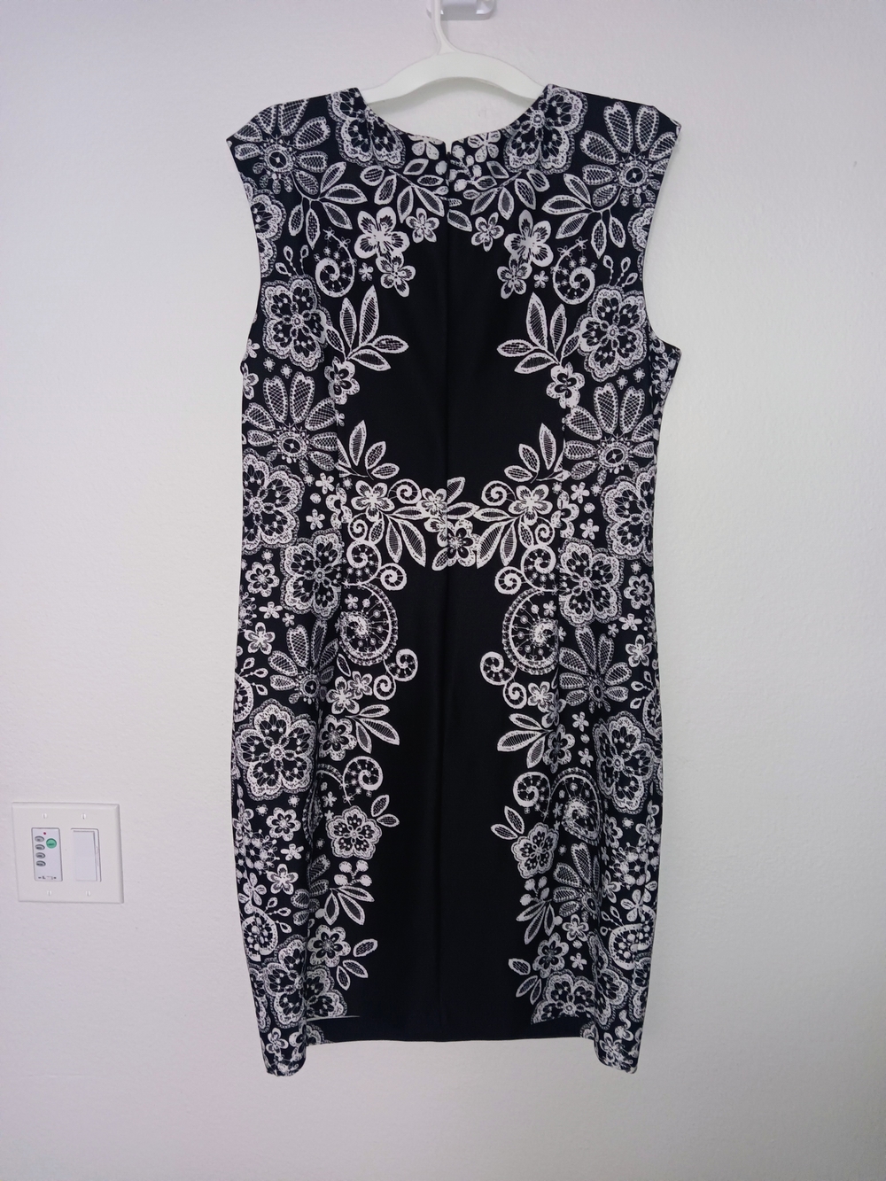R&K Black Dress with White Floral Lace Motif